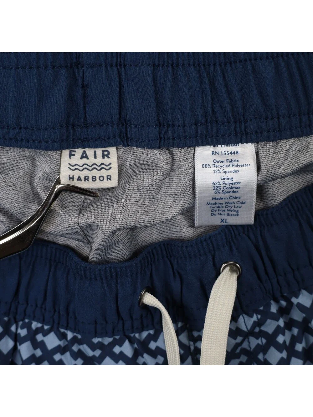 Fair Harbor The Anchor Swim Trunks Men's XL Blue Geometric Diamond 8